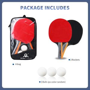Juego de raquetas de tenis de mesa de fabricantes portátiles, <span class=keywords><strong>ping</strong></span>-<span class=keywords><strong>pong</strong></span> de madera <span class=keywords><strong>barato</strong></span> con goma de espinillas largas - Product Image 2