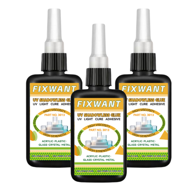 OEM ODM FIXWANT 3013 Fast Curing UV Glue Clear Bonding Solution for Metal Acrylic Plastic Glass Crystal No Trace Adhesive