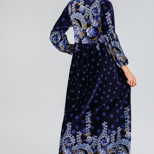 6245# Wholesale Dubai Abaya Fashion Young Women Printed Velvet Long Dress Abaya - Product Image 5
