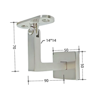 Support mural en acier inoxydable 304 pour main courante, forme en L plate, pour tube carré, fixation de balustrade d'escalier