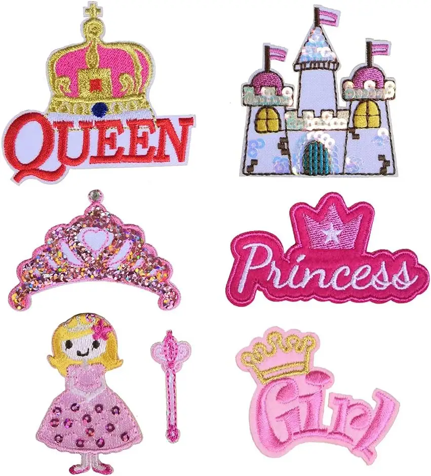 Shenglan rose château princesse Patch brodé paillettes coquillage mignon patchs Applique pour filles vêtements
