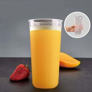 Gobelet en plastique PP U Cup 90 mm avec logo personnalisé, jetable, pour thé à bulles, jus, gobelet en plastique givré 22 oz - Product Image 4