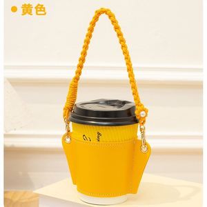 ปลอกหุ้มแก้วกาแฟ/ชาแบบพกพา ทำจากหนัง PU สีสันสดใส ใช้ซ้ำได้ พร้อมโลโก้สั่งทำ - Product Image 3