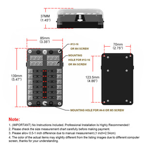 Caja de Fusibles Multifuncional Tipo Cuchilla de 6/12 Vías con Terminal Negativo, Luz Indicadora LED para Automóviles, Accesorios para Vehículos y Barcos - Product Image 5