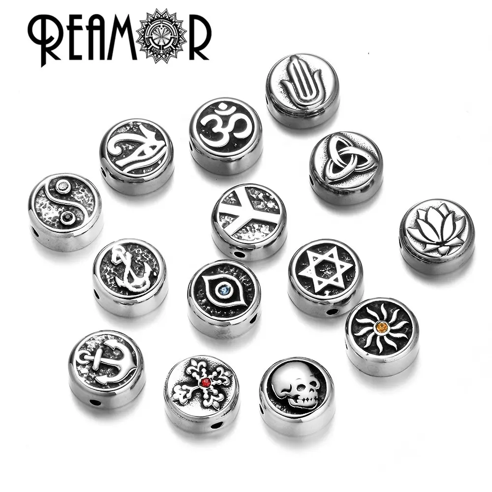 Reamor 316l Rvs Evil Eye Sieraden Nazar Boncuk Cross Schedel Metalen Spacer Charm Kralen Voor Armband Sieraden Maken Diy