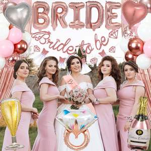 Kit de décorations rose pour enterrement de vie de jeune fille : Bannière « Future Mariée », Ballons, Écharpe de mariée, Voile et Rideaux à franges pour fête de fiançailles - Product Image 5