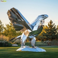 Escultura de águila grande de acero inoxidable con alas extendidas, estatua de pájaro de metal pulido para decoración de jardín, plaza, hotel, villa, personalizable.