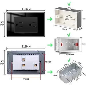 Mỹ Đen Tempered Glass 15A tường tường chuyển đổi ánh sáng, chúng tôi cắm USB sạc nhanh tường Ổ cắm điện, Mexico chuyển đổi ổ cắm - Product Image 6