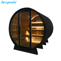 Ruang Sauna Tong Hitam Kayu Solid Modern Berkualitas Tinggi dari Kayu Cedar Merah untuk 2-4 Orang untuk Pemulihan Tubuh di Luar Ruangan
