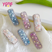 Pince à cheveux carrée coréenne en diamant pour enfants, style cristallin tendance et mignon, avec franges latérales et pinces pour filles