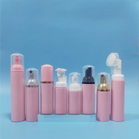 En stock – Flacon en PET rose givré 30 ml 100 ml pour poudre, mousse, nettoyant, avec tête de pompe électroplaquée multi-spécifications
