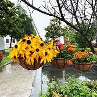 Oneup — panier suspendu avec revêtement coco, 12 pouces, avec fermeture en métal, porte-plantes à fil rond, avec chaîne, pour décor