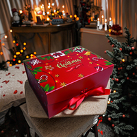 Boîte cadeau magnétique pliable de Noël, personnalisée avec un gaufrage, en matériaux recyclés, doublée d'une éponge, boîtes rigides pour friandises