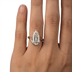 Bague de fiançailles en diamant de laboratoire champagne 4 carats, or massif 14 carats, certifiée IGI, couleur E, taille marquise, bijou cadeau pour femme | - Product Image 1