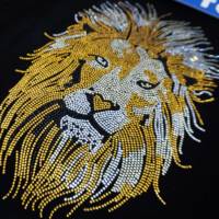 Transfer Rhinestone Hotfix Emas Custom Motif Tengkorak untuk Merek Fashion Pasar Eropa