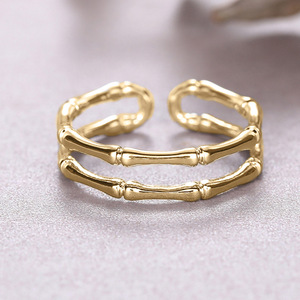 Anillos de Bambú Plateados Unisex, Diseño Moderno Inspirado en Plantas, Regalo, Joyería de Moda T0097 - Product Image 2