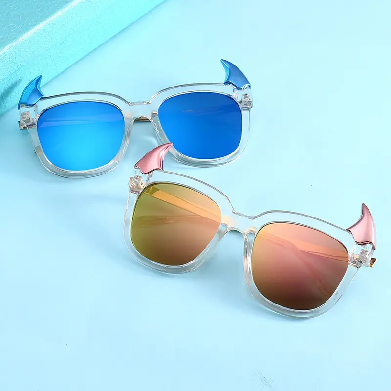 Newest horns little devil shape personality colorful sunglasses wholesale women men eyewear shade sun glasses custom goggles