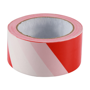 เทปเตือนภัยแบบตรวจจับได้ ขนาด 25 มม. ทำจาก PVC PE Presco สีแดงขาว สำหรับงานสำรวจ - Product Image 1