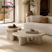 Ensemble de tables basses en travertin naturel, rondes, irrégulières, modernes, minimalistes, meubles de salon, villa, hôtel, OEM, vente en gros