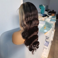 Perruques en cheveux humains naturels vietnamiens, densité 180%, noires, blondes, balayage, ondulées, avec dentelle complète