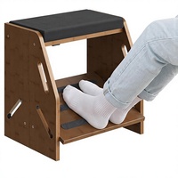 Repose-pieds réglable en bambou rembourré, coussin de bureau antidérapant à 2 couches, design ergonomique coulissant, soutien de la posture pour la maison