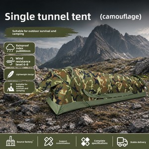 <span class=keywords><strong>Tente</strong></span> <span class=keywords><strong>tunnel</strong></span> camouflage 1 personne, imperméable PU8000mm, pour randonnée et backpacking, avec moustiquaire, poteaux en aluminium, portable - Product Image 5