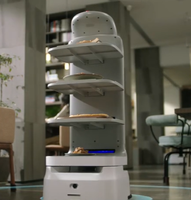 Robot Serveur Intelligent MiCity 2026 pour la Livraison de Repas et le Recharge Auto, Idéal pour Restaurants et Hôtels, avec Écran Publicitaire de 21,6 Pouces