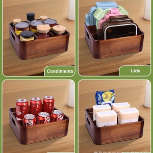 Wooden Cutlery <b>Rack</b> 10.5x10x3.8 In Kitchen Organizer Storage Box With Dividers For Utensils <b>Plates</b> Silverware - Product Image 3