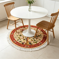 Tapis rond doux en modal, motif Arbre de Vie, couleur crème, diamètre 1m, pour salon, vente en gros