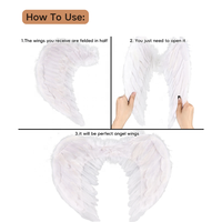 Ailes d'ange en plumes naturelles légères pour adulte, idéales pour Halloween, cosplay, fête, spectacle et déguisement.