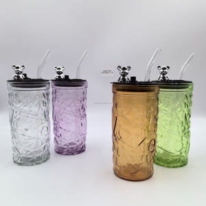 Nueva Taza de Agua de Vidrio KZR con Diseño de Oso Adorable de 350 ml, Tazas Modernas de Alta Calidad para Beber Café con Tapas Bonitas y Pajita - Product Image 2