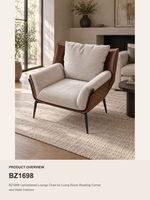 Fauteuil d'appoint moderne rembourré en tissu aspect cuir, fauteuil individuel pour salon, coin lecture, hall d'hôtel