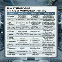 Serveur Rack 2U Dell PowerEdge R7525 R7625 R7725, double processeur AMD EPYC, pour l'IA, le calcul GPU, le Big Data et les entreprises