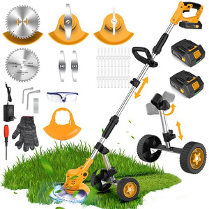 Tondeuse à gazon sans fil 21V avec 2 batteries, tondeuse à gazon à batterie lithium haute puissance, kit de désherbeur de jardin portatif - Product Image 1