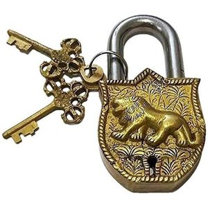 Tiger Engraved Brass <b>Padlock</b> Door Lock 2 Keys Fully Functional Anti-Theft Waterproof Features for Indoor Use Golden Tiger Design - Product Image 4