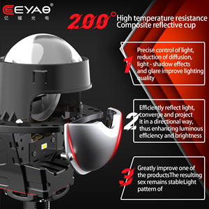 Thấu kính chiếu laser <span class=keywords><strong>LED</strong></span> Eeyao YY-G37-B1 hai lăng kính 2.5 inch, sản xuất OEM ODM, độ chế ô tô, đèn pha chiếu xa chiếu gần - Product Image 2