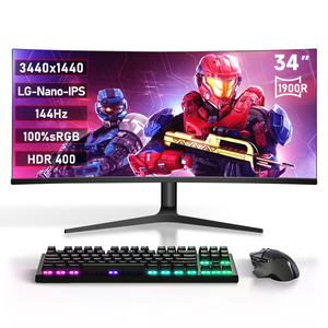Écran LED courbe de 34 pouces <span class=keywords><strong>4K</strong></span> 75Hz LCD Moniteur de jeu sans bordure avec ports DP VGA et barre de rétroéclairage RVB - Product Image 2