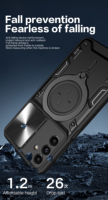 Étui de téléphone protecteur pour Samsung Galaxy A15 A25 A35 A55, Redian Hybrid Tpu Bumper PC Slide Cover Camera Lens