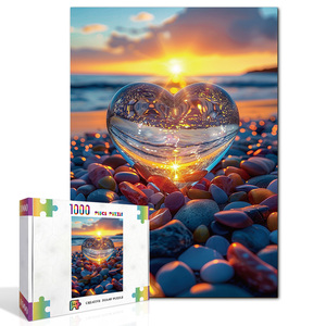 High Recommend 1000 Pieces Glass Heart Sunset Jigsaw Puzzle 3D Visual Effect Custom Personalized Puzzle Gift for Adults Kids - Product Image 2