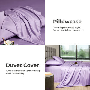 Ensemble de housse de couette moderne en fibre de bambou 100% King Size 300tc 3 pièces avec drap plat, drap housse et taies d'oreiller - Product Image 2