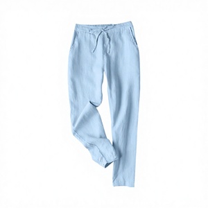 Pantalones Largos Casuales de Algodón y Lino para Mujer, Corte Holgado, con Cordón Elástico, para Primavera - Product Image 3
