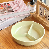 Assiette de contrôle des portions en céramique à 3 compartiments, réutilisable, plat bariatrique pour enfants et adultes, compatible micro-ondes et lave-vaisselle