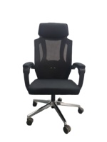 Chaise de bureau pivotante classique noire en tissu maillé, modèle populaire, à prix abordable