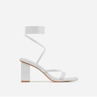 Sandales à lanières et lacets, bout carré, talon bloc, en similicuir pour femmes et jeunes femmes