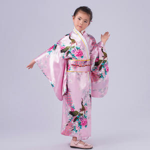 Vestido Tradicional Japonés Estilo Kimono con Diseño de Pavo Real para Niña, Disfraz de Cosplay Japonés, Traje <span class=keywords><strong>Haori</strong></span>, <span class=keywords><strong>Ropa</strong></span> Asiática - Product Image 4