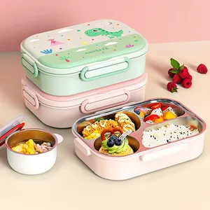 SS316 Lunch Box Food Grade Container 1.6L 5 Compartment Insulated Stainless Steel Leakproof Food With Tableware For Kids