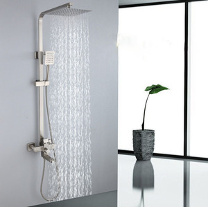 Hochwertige 304 Edelstahl-Duschsäule Rostbeständig Einzel-Keramik für Warm- und Kaltwasser Regenmuster - für Hotels - Product Image 1