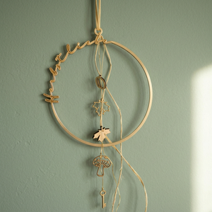 Corona redonda de metal hecha a mano con hojas de otoño y decoración de setas para el Día de Acción de Gracias, estilo rústico - Product Image 2