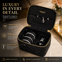 Boîte de rangement pour bijoux de luxe personnalisée, en velours, avec fermeture éclair, pour voyager, avec compartiments pour bagues, boucles d'oreilles, colliers, OEM
