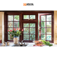 WANJIA fabricante al por mayor personalizado moderno Interior ventana de madera diseño de rejilla ventana francesa ventana revestida de aluminio